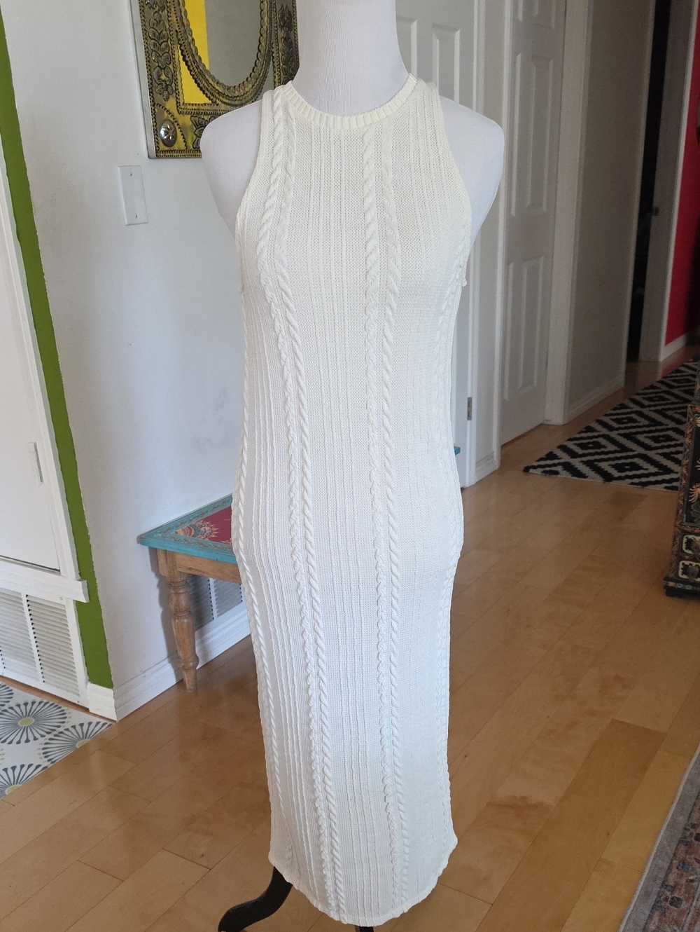 Zara Cream Cable-Knit Maxi Dress